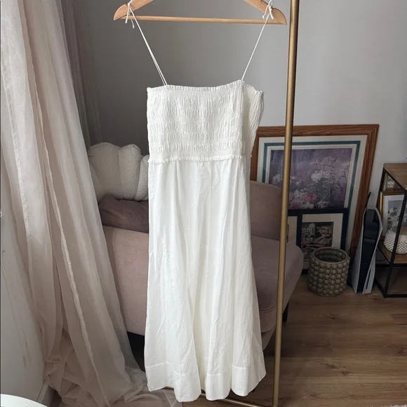 ZARA White 100% Cotton Midi Dress, Size S, NWT - Picture 3 of 5